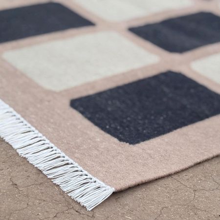 Handmade Minimalist Natural Cotton Dhurrie For Living Room